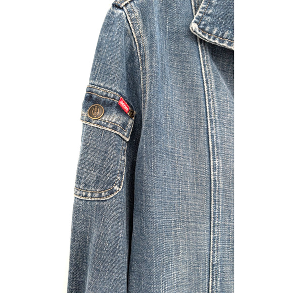 VTG 90s Y2K Dickies Womens Denim Cargo Chore Trucker‎ Jacket Utility Barn XL - Picture 3 of 7